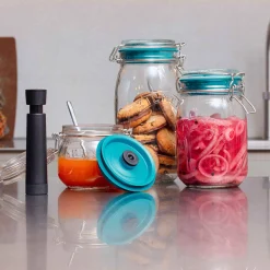 Airtender Set of 3 Lids with Vacuum Sealer for Clip Top Jars