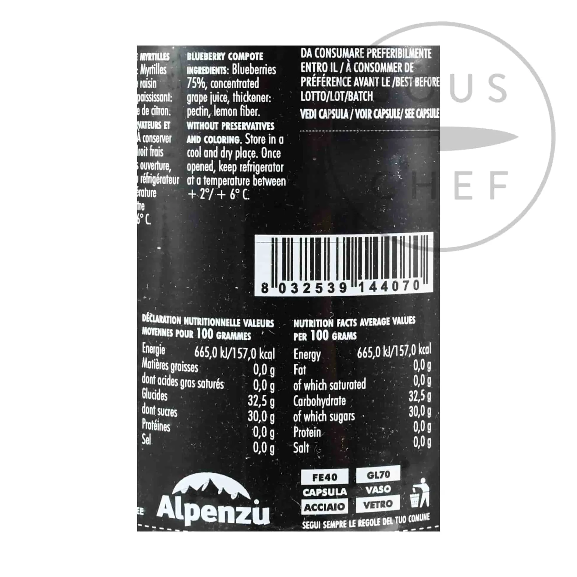 Alpenzu Blueberry Preserve 100% Fruit Jam, 350g