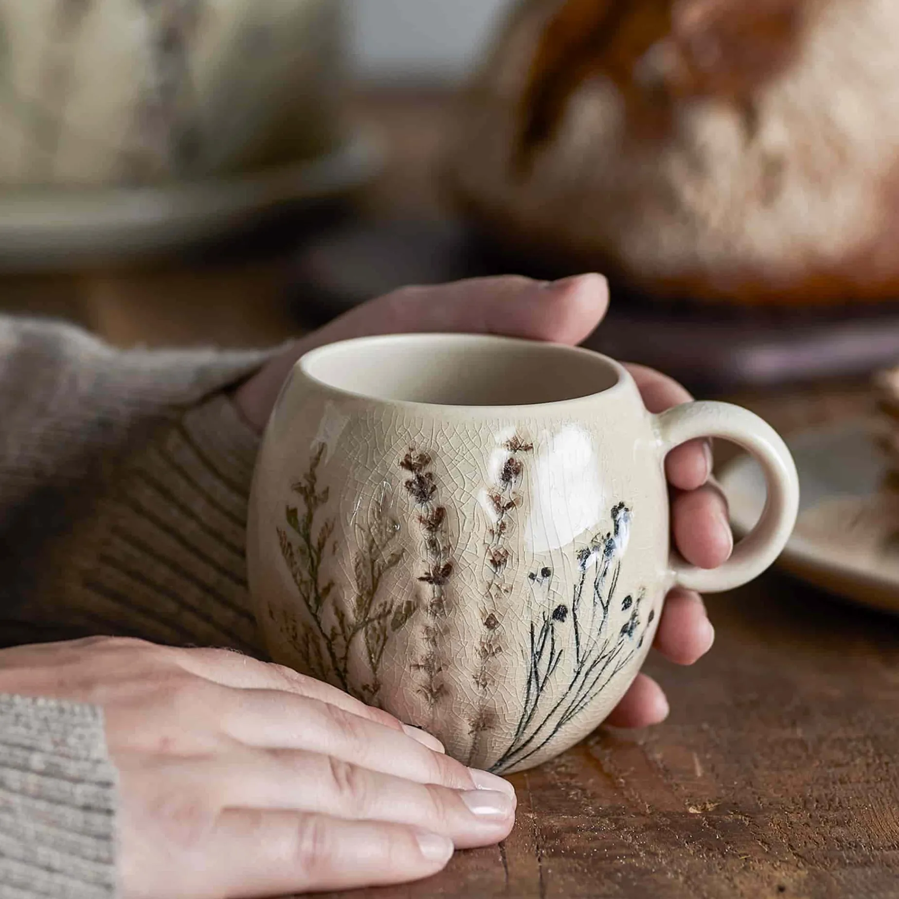 Bea Floral Mug, Nature, 9.5cm