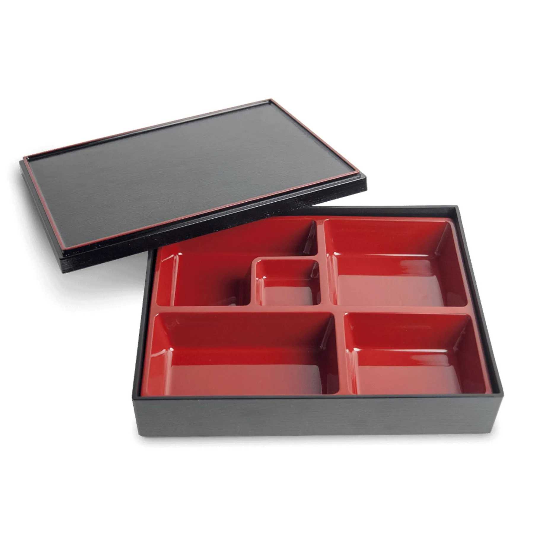 Black & Red Bento Box, 5 Compartments