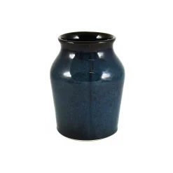 Blue Glaze Salt Pot with Cork Lid