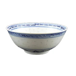 Blue Rice Pattern Rice Bowl, 15cm
