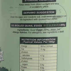 Boiled Quail Eggs, 850g