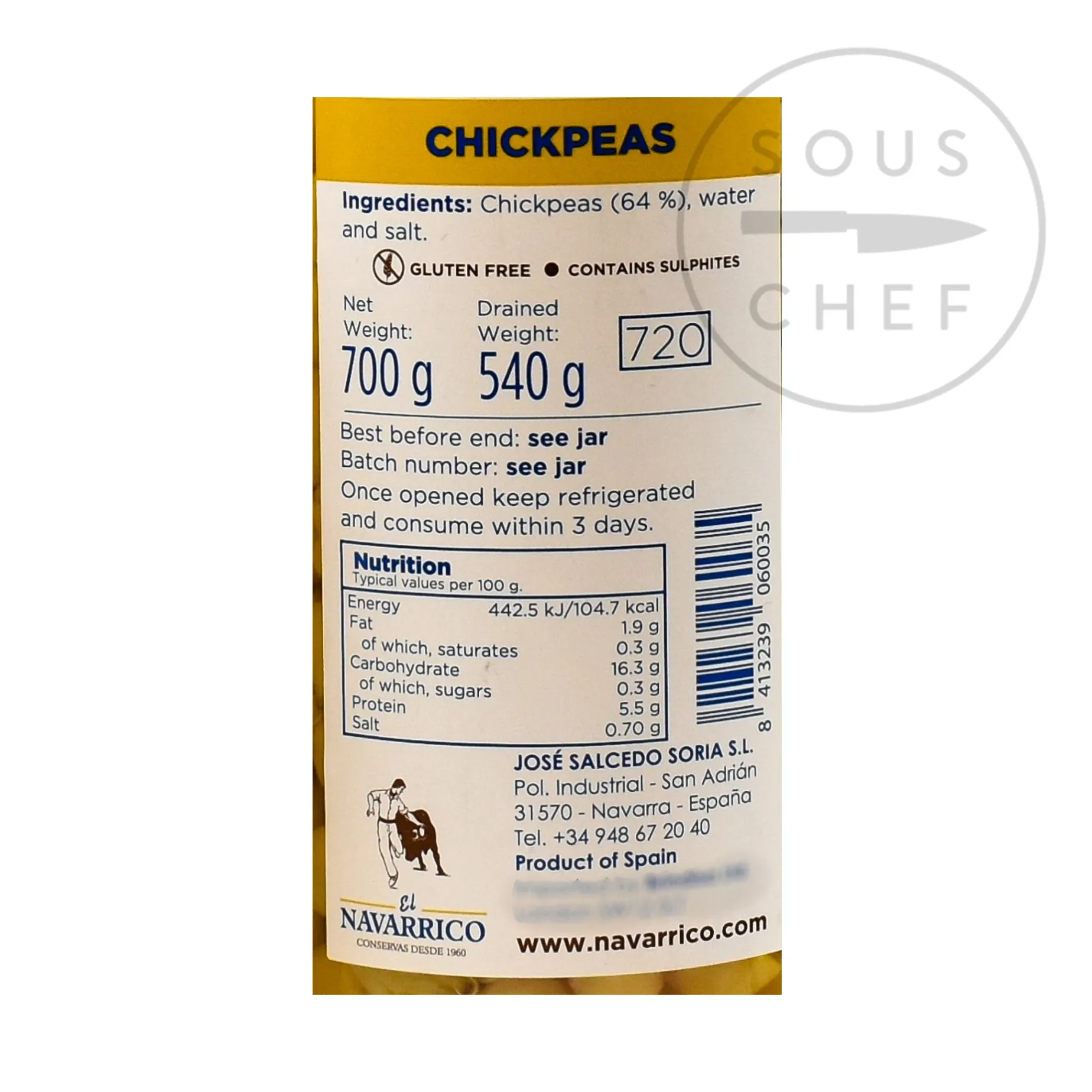 Brindisa Navarrico Garbanzos Chickpeas, 700g