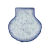 Cobalt Blue Rim Glass Scallop Serving Platter, 25cm