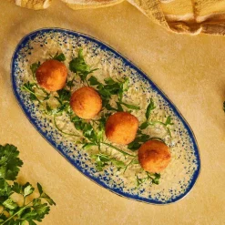 Cobalt Blue Rim Glass Serving Tray, 34x17cm