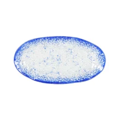 Cobalt Blue Rim Glass Serving Tray, 26x14cm