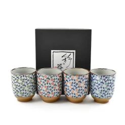 Colourful Japanese Flower Tea Cup Set