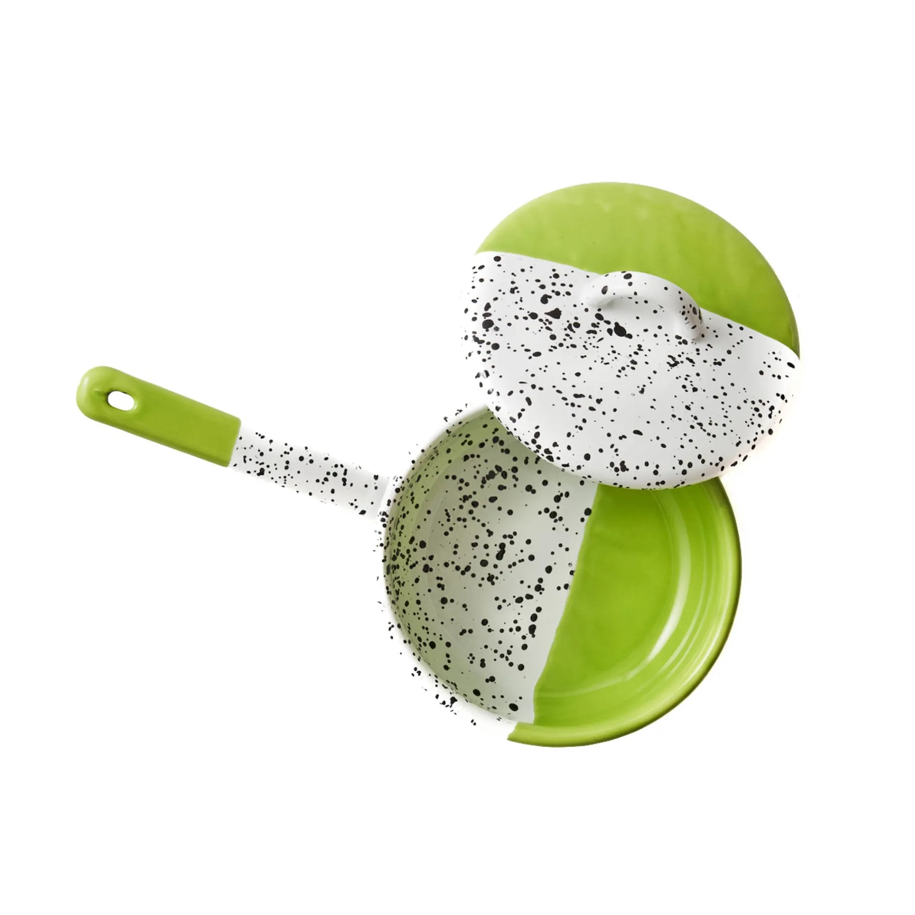 Colourpop Enamel Saute Pan with Lid, Lime Green, 16cm dia