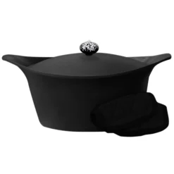 Cookut Lightweight Non-Stick Dutch Oven with Pot Holders, Black, BPA-Free