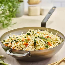 De Buyer Mineral B Flat Base Wok, 32cm