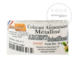 Deco Relief Edible Metallic Sparkling Silver Powder Food Colour, 25g