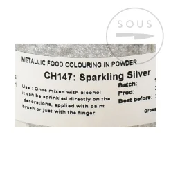 Deco Relief Edible Metallic Sparkling Silver Powder Food Colour, 25g