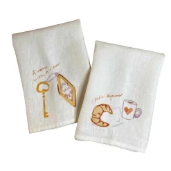 Dinette Set of 2 Petit Dejeuner Linen Napkins
