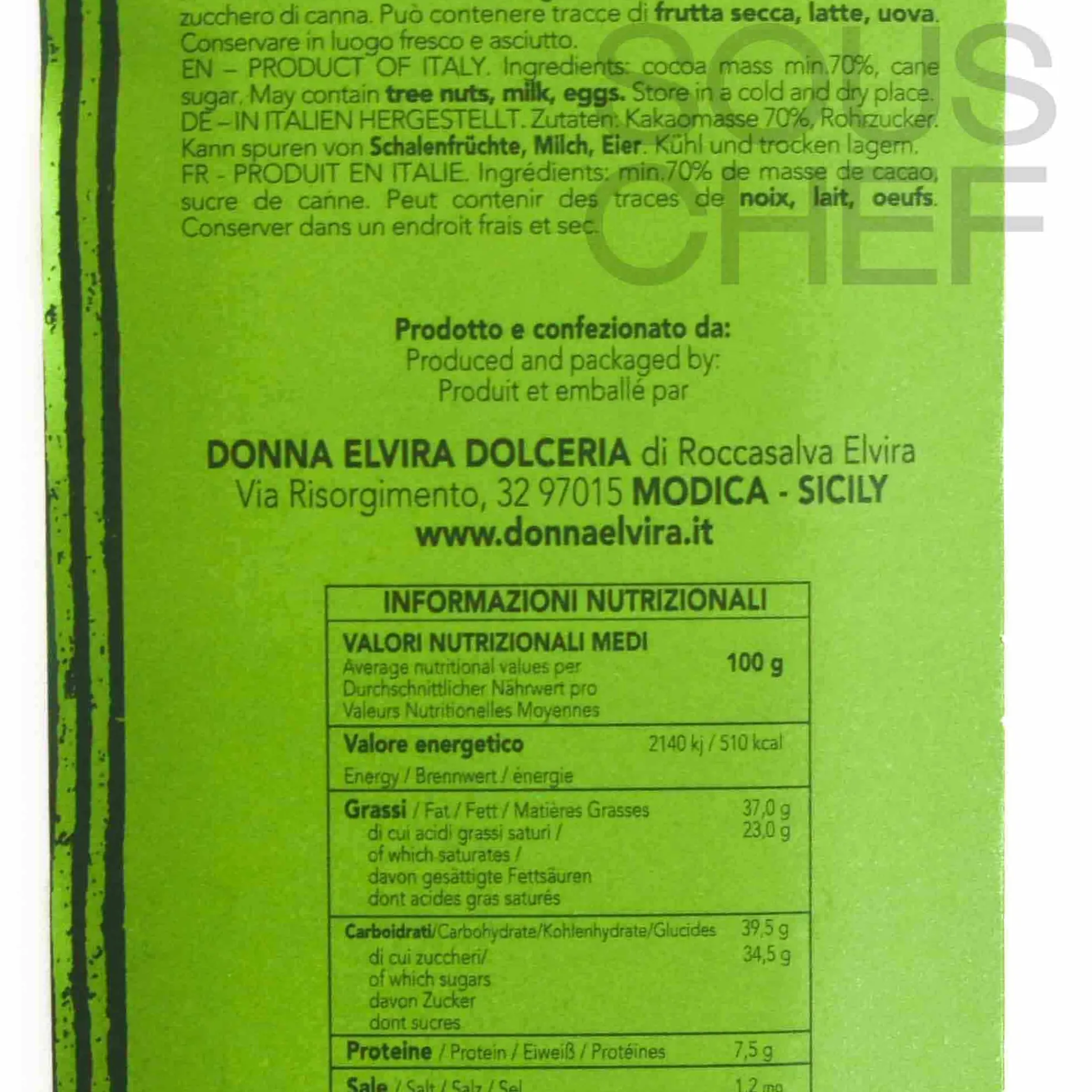 Donna Elvira Single Origin Bolivia Wild Beniano 70% Chocolate Bar, 70g