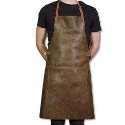 Dutchdeluxes Leather BBQ Apron in Vintage Brown