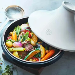 Emile Henry Delight Black & White Ceramic Induction Tagine