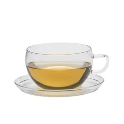 Glass Teacup & Saucer, 400ml