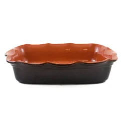 Glazed Terracotta Wavy Roasting Dish, 35cm