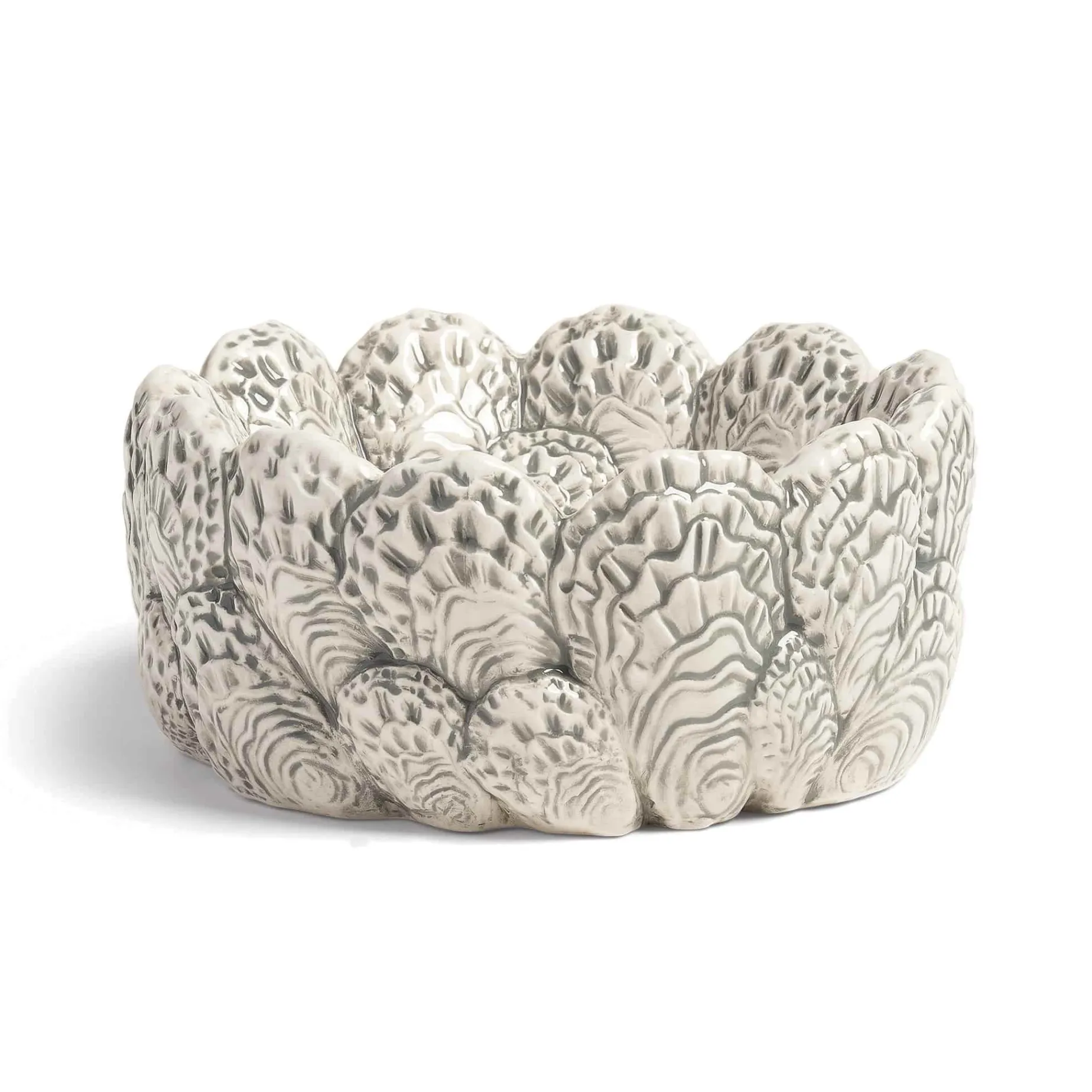 Grey Oyster Serving Bowl, 19cm