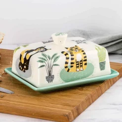 Hannah Turner Cat Butter Dish, 16x12.5cm