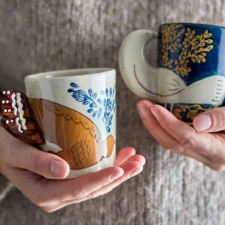 Hezha White Mug with Bird, 8cm