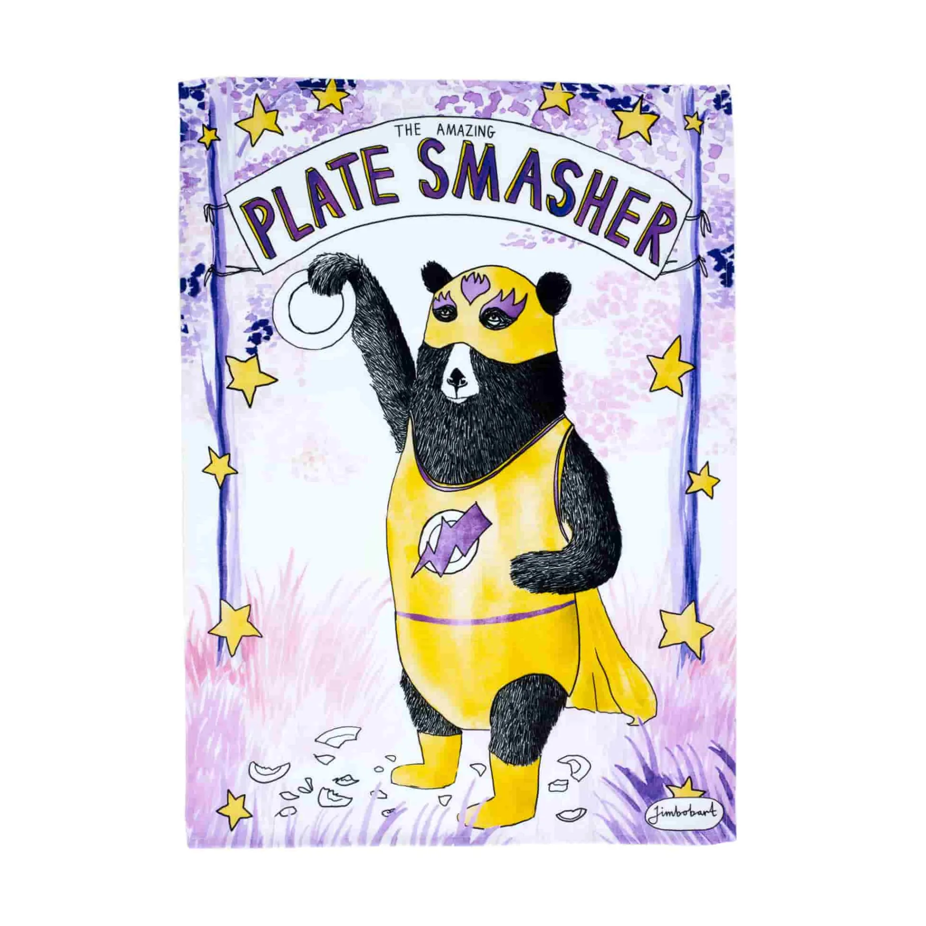 Jimbob Art The Amazing Plate Smasher Tea Towel