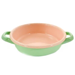 Kapka x Sous Chef Colourblock Enamel Frying Pan, 16cm, Green & Pink