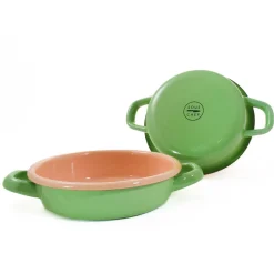Kapka x Sous Chef Colourblock Enamel Frying Pan, 16cm, Green & Pink