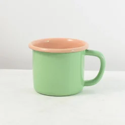 Kapka x Sous Chef Colourblock Enamel Mug, Green & Pink, 350ml