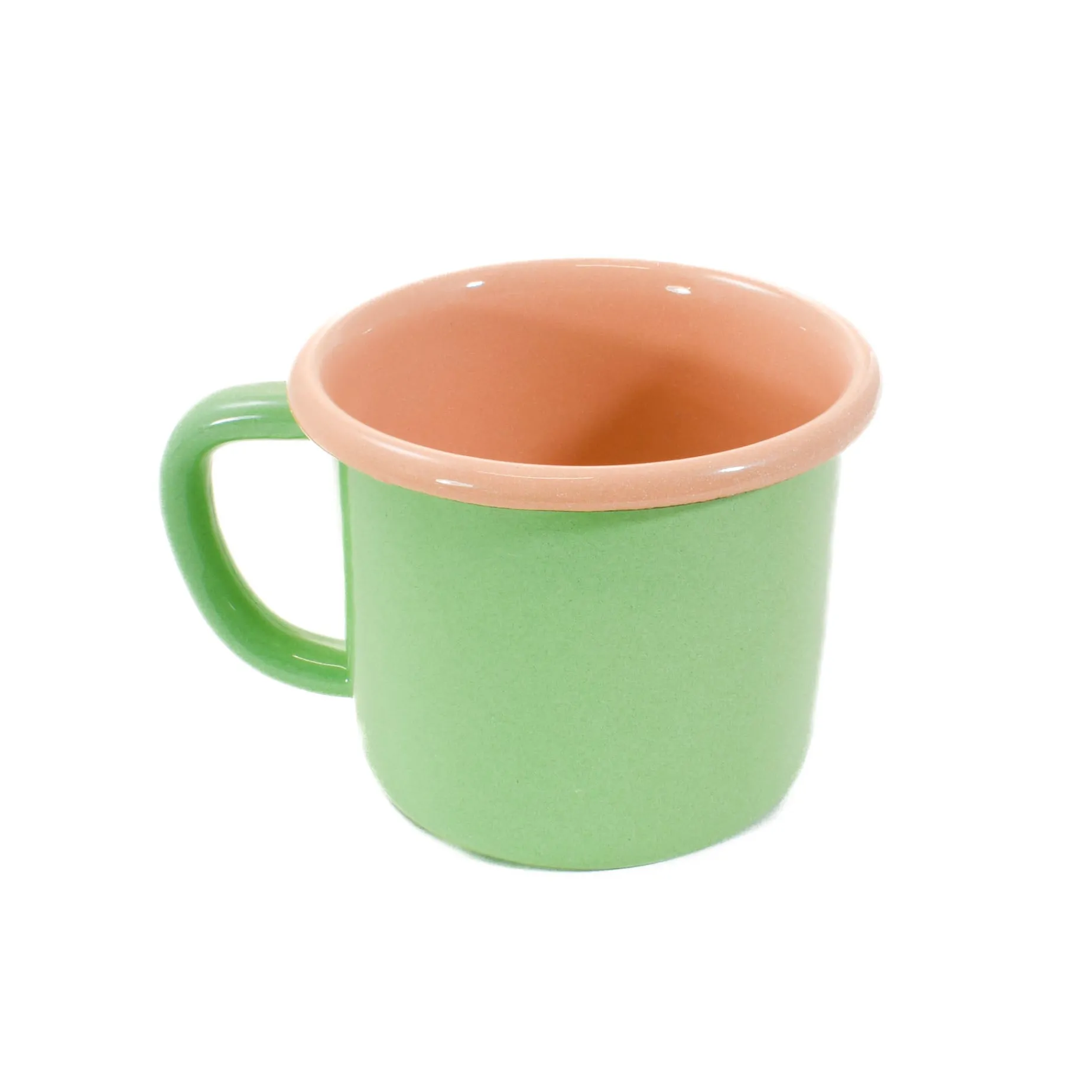 Kapka x Sous Chef Colourblock Enamel Mug, Green & Pink, 350ml