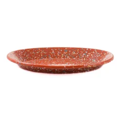 Kapka x Sous Chef Rust Splatter Enamel Oval Serving Tray, 31cm