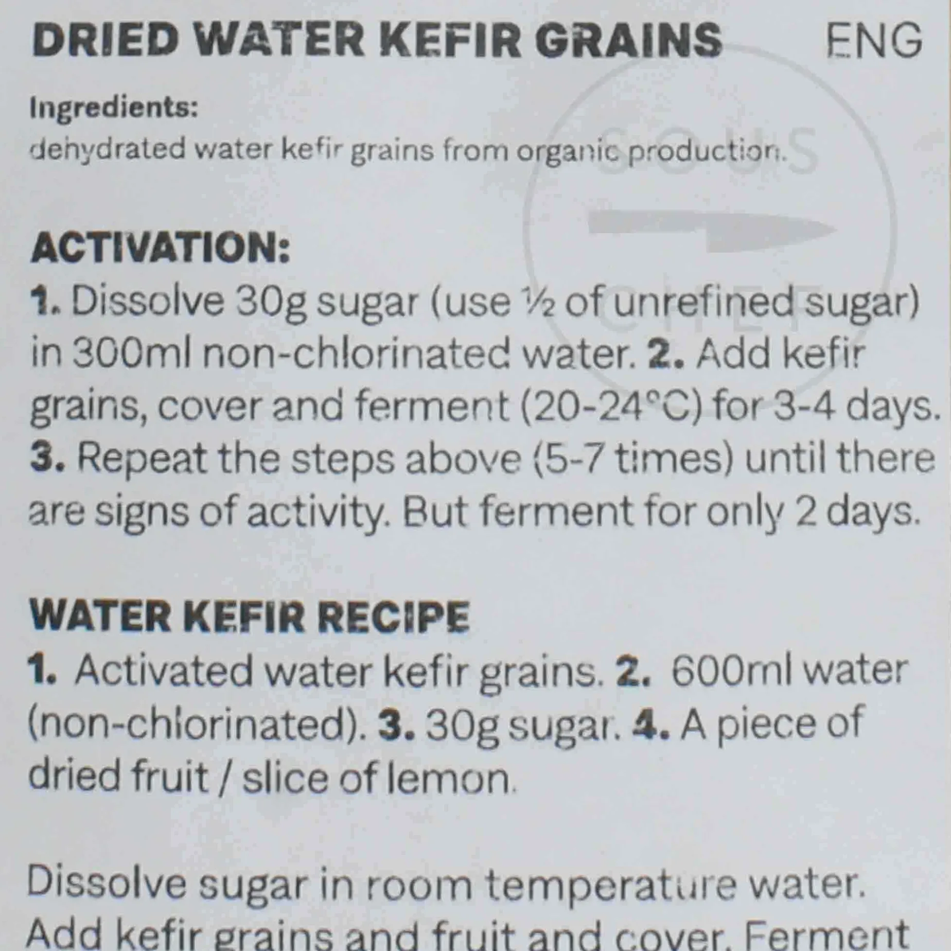 Kefirko Water Kefir Grains, 5g