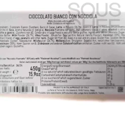 La Perla di Torino White Chocolate Slab with Whole Roasted Hazelnuts, 450g