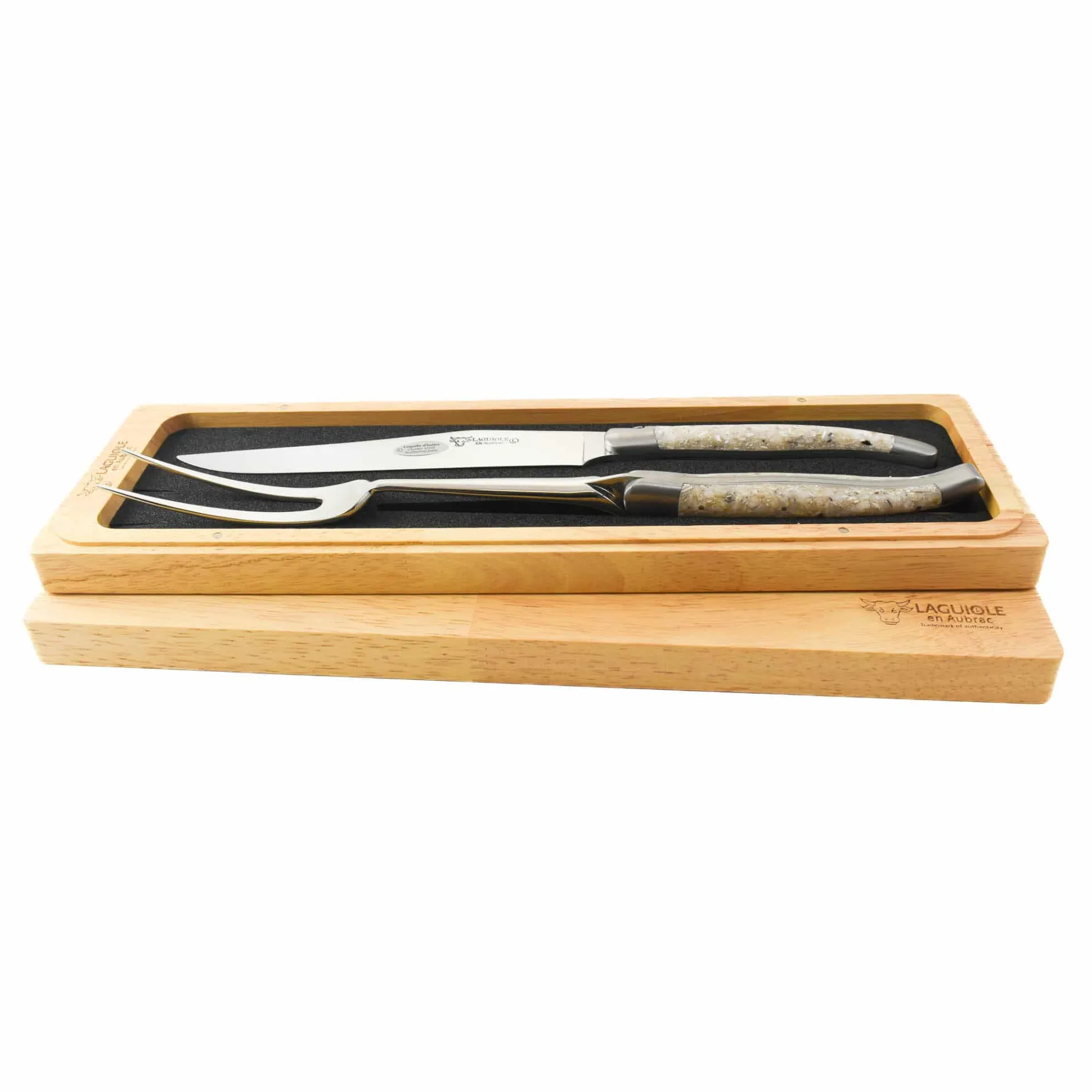 Laguiole en Aubrac Oyster Shell Handle Carving Set
