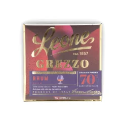 Leone Raw Unrefined 70% Rum Dark Chocolate Bar, 70g