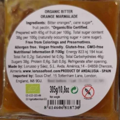LoRUSSo Organic Artisanal Bitter Orange Jam, 305g