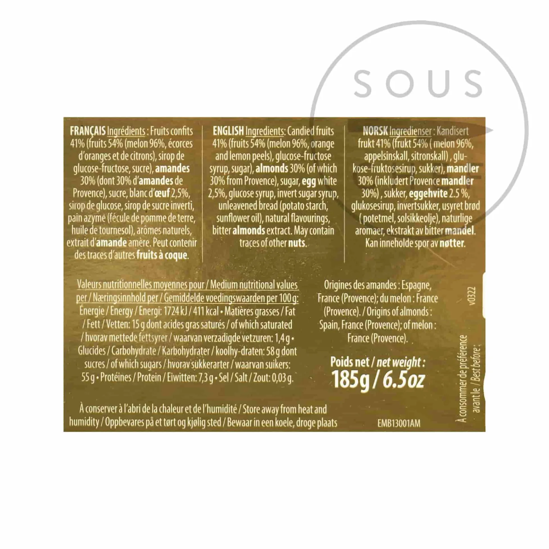 Maison Bremond 30 Mini Traditional Calissons Lingot, 185g