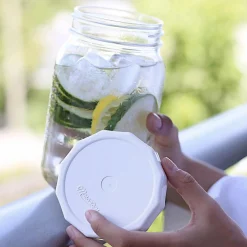 Masontops Wide Mouth Tough Tops, White Set of 4