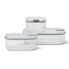Mepal Easyclip 3 Piece Set Glass Food Storage Container, Nordic Sage