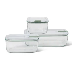 Mepal Easyclip 3 Piece Set Glass Food Storage Container, Nordic Sage