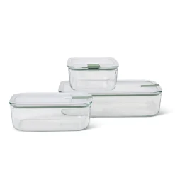 Mepal Easyclip 3 Piece Set Glass Food Storage Container, Nordic Sage