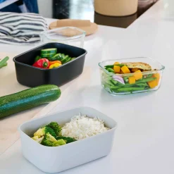 Mepal Easyclip Glass Food Storage Box, 2250ml, Nordic Sage