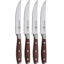 Messermeister Avanta Pakkawood 4 Piece Steak Knife Set, Brown