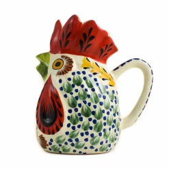 Mexican Hand Painted Blue Rooster Pitcher