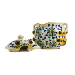 Mexican Hand Painted Floral Frog Sugar Bowl