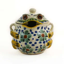 Mexican Hand Painted Floral Frog Sugar Bowl