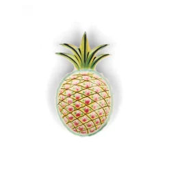 Mexican Hand Painted Purple and Yellow Pineapple Large Plate, 23cm