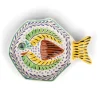 Mexican Hand Painted Yellow & Blue Fish Dish, 25.5cm