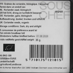 Mill & Mortar Organic Coriander Seeds, 35g